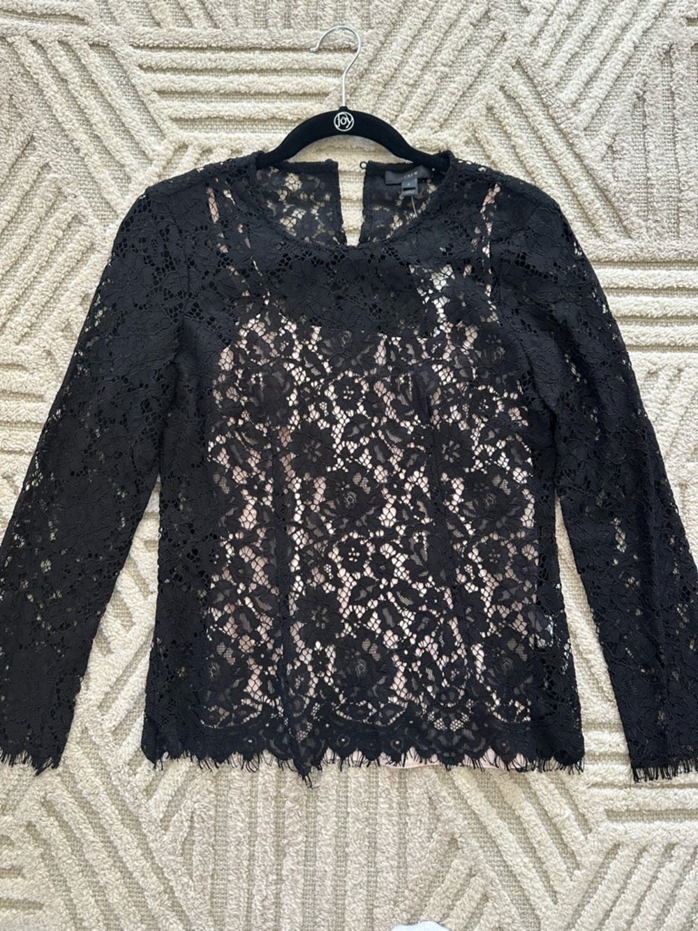 J. Crew Black Lace Long-Sleeve Blouse NWT